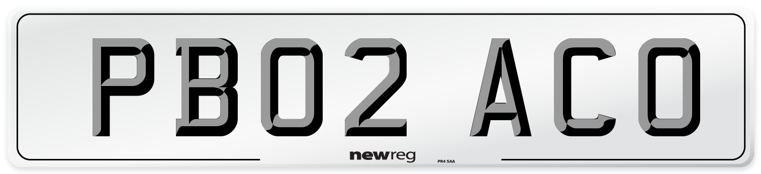 PB02 ACO Number Plate from New Reg